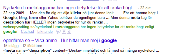 Metabeskrivning/meta description tag